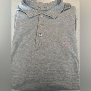 B. Draddy USA Grey Striped Golf Polo - Sandy Lane Barbados / XL
